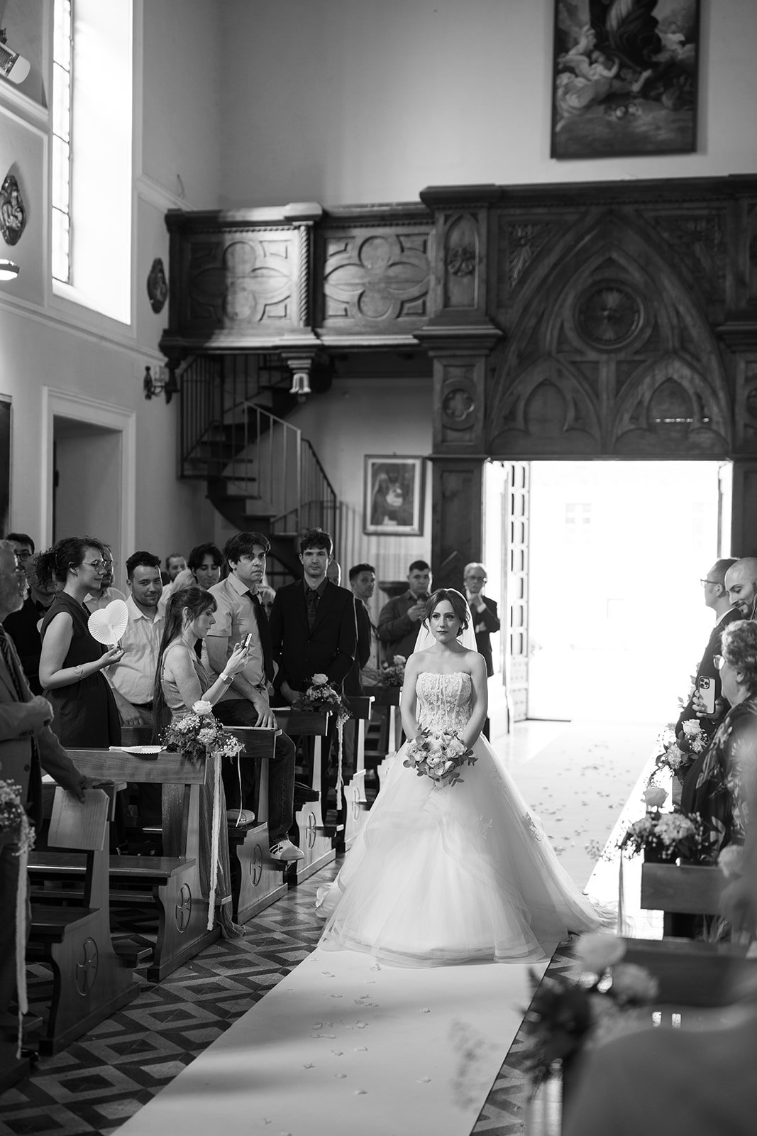 Cypress-lined path leading to the ceremony